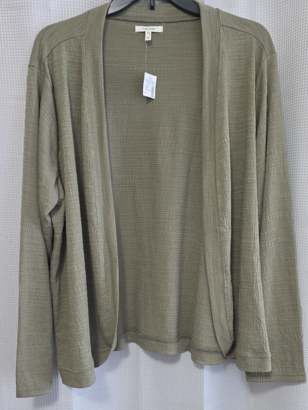 Maurices Olive Open-Front Lightweight Cardigan, Plus sz 1x, brand new